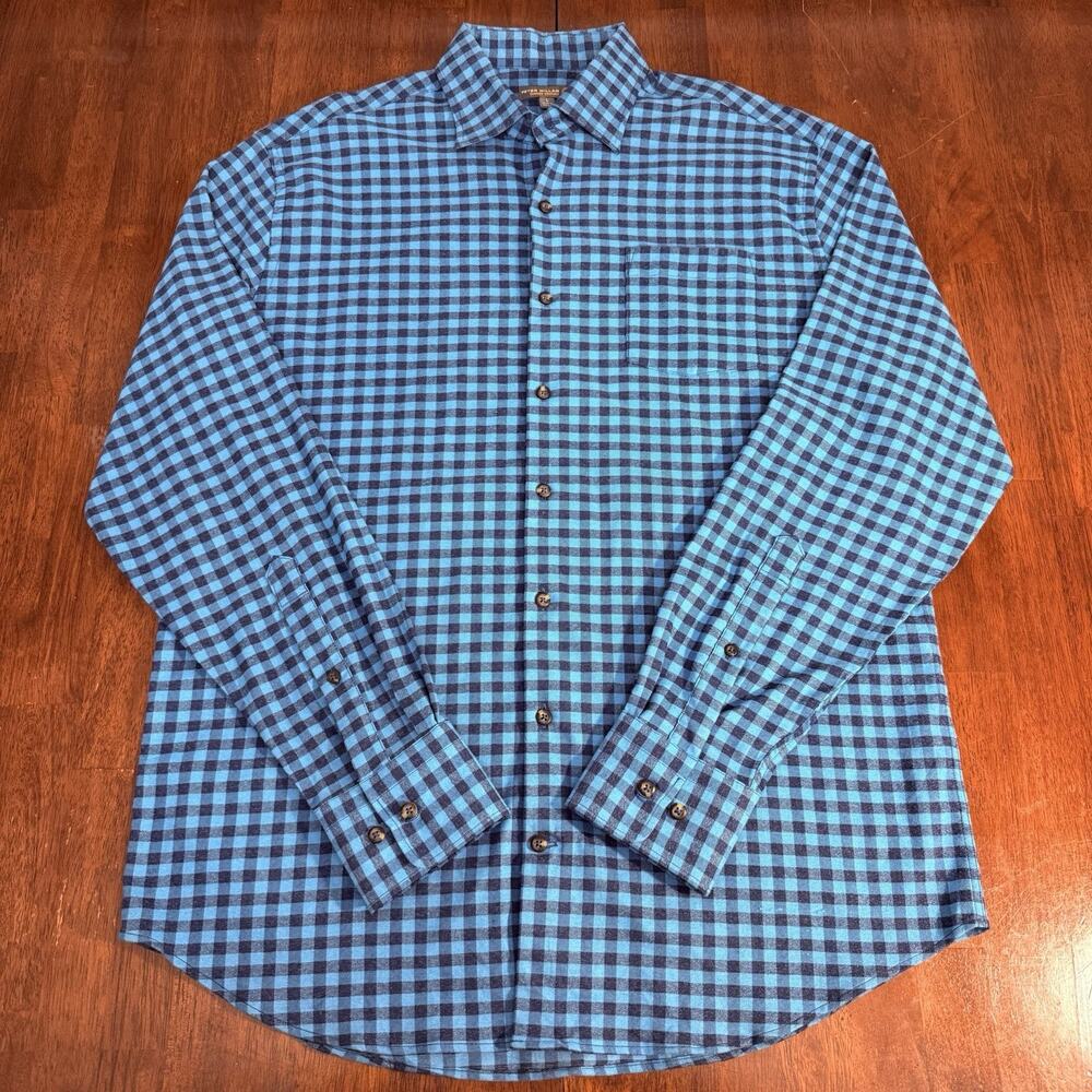 Peter Millar Summer Comfort Flannel Blue Gray‎ Gingham Style Men's Size Large